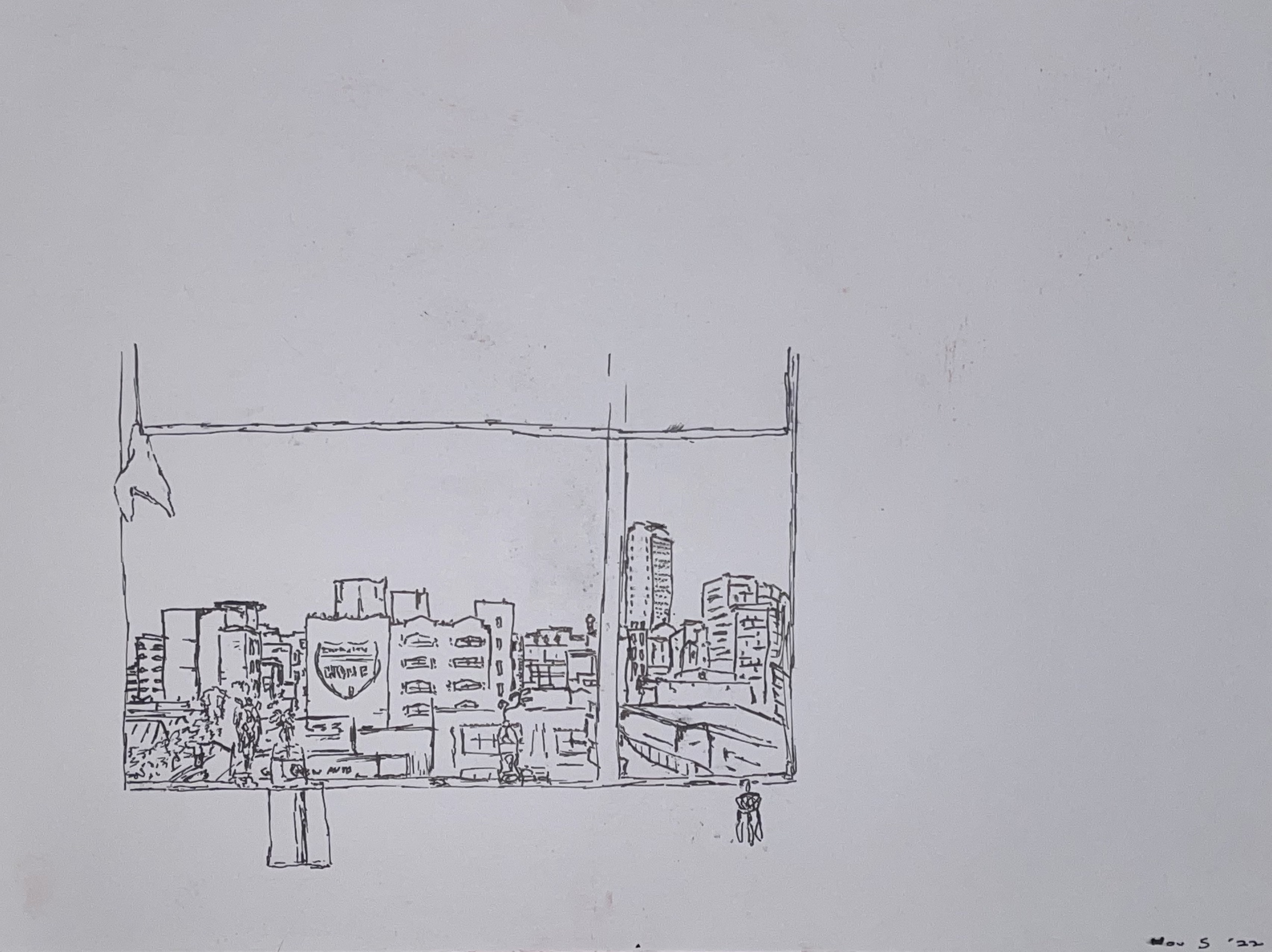 busy skyline sketch with blank innards