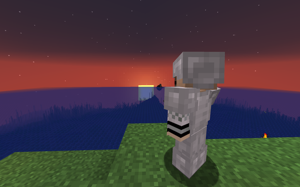 staring off into the sunset in minecraft